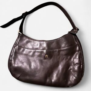 Aigner Brown Leather Shoulder Bag with Adjustable Leather Strap, VGUC